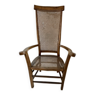 Wooden and cane armchair