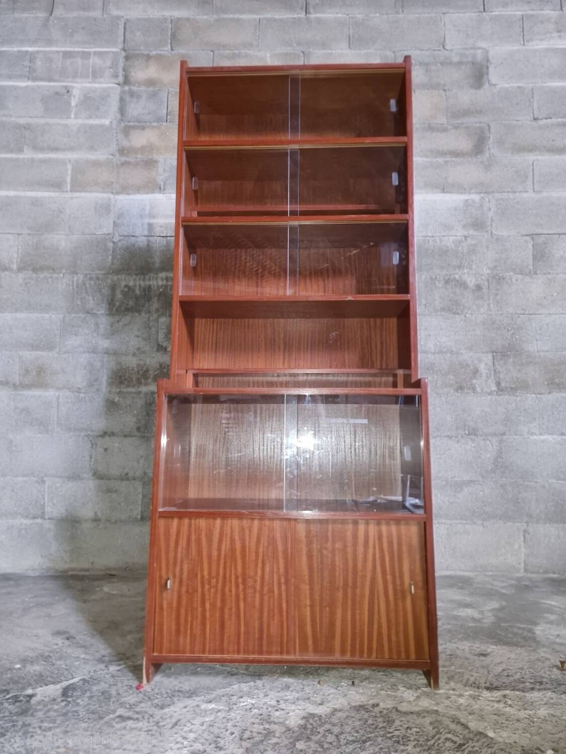 Danish teak library, display cabinet, shelves 1970