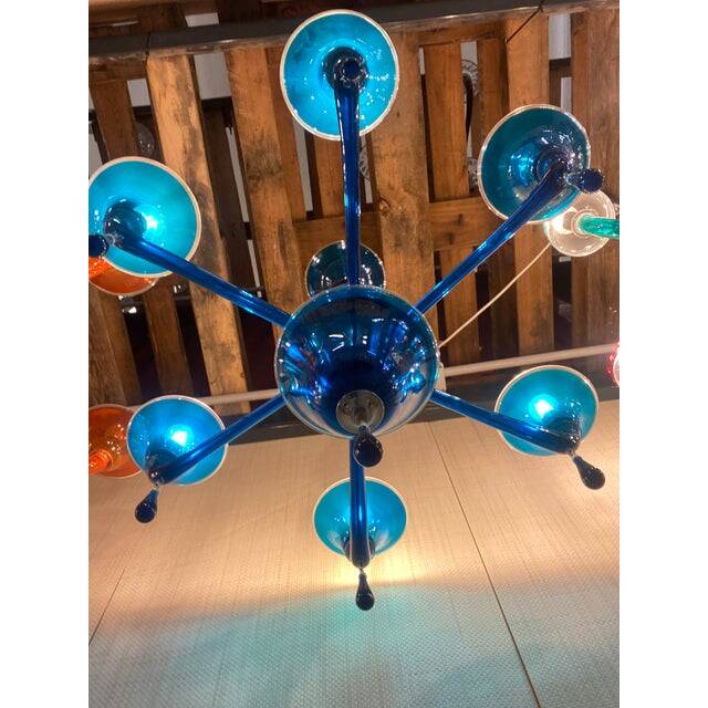 Contemporary Translucent Light-Blue Murano Glass Chandelier