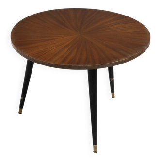 WOOD VENEER AND BRONZE COFFEE TABLE, 1950s