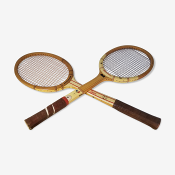 Pair of vintage wooden tennis rackets