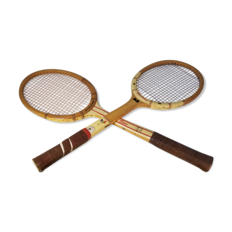 Pair of vintage wooden tennis rackets
