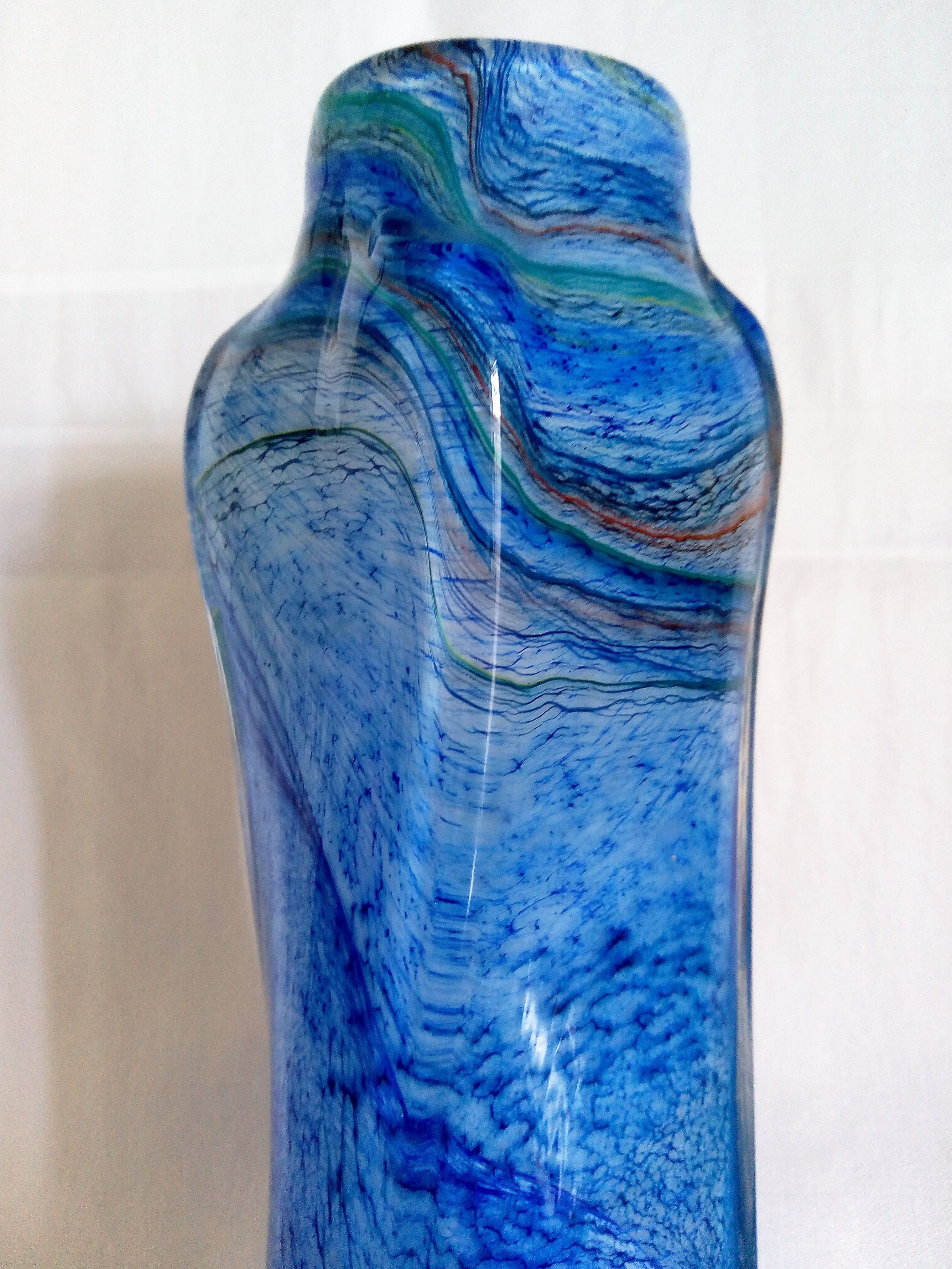 Vase art déco en verre soufflé à la bouche de la cristallerie d'aubusson