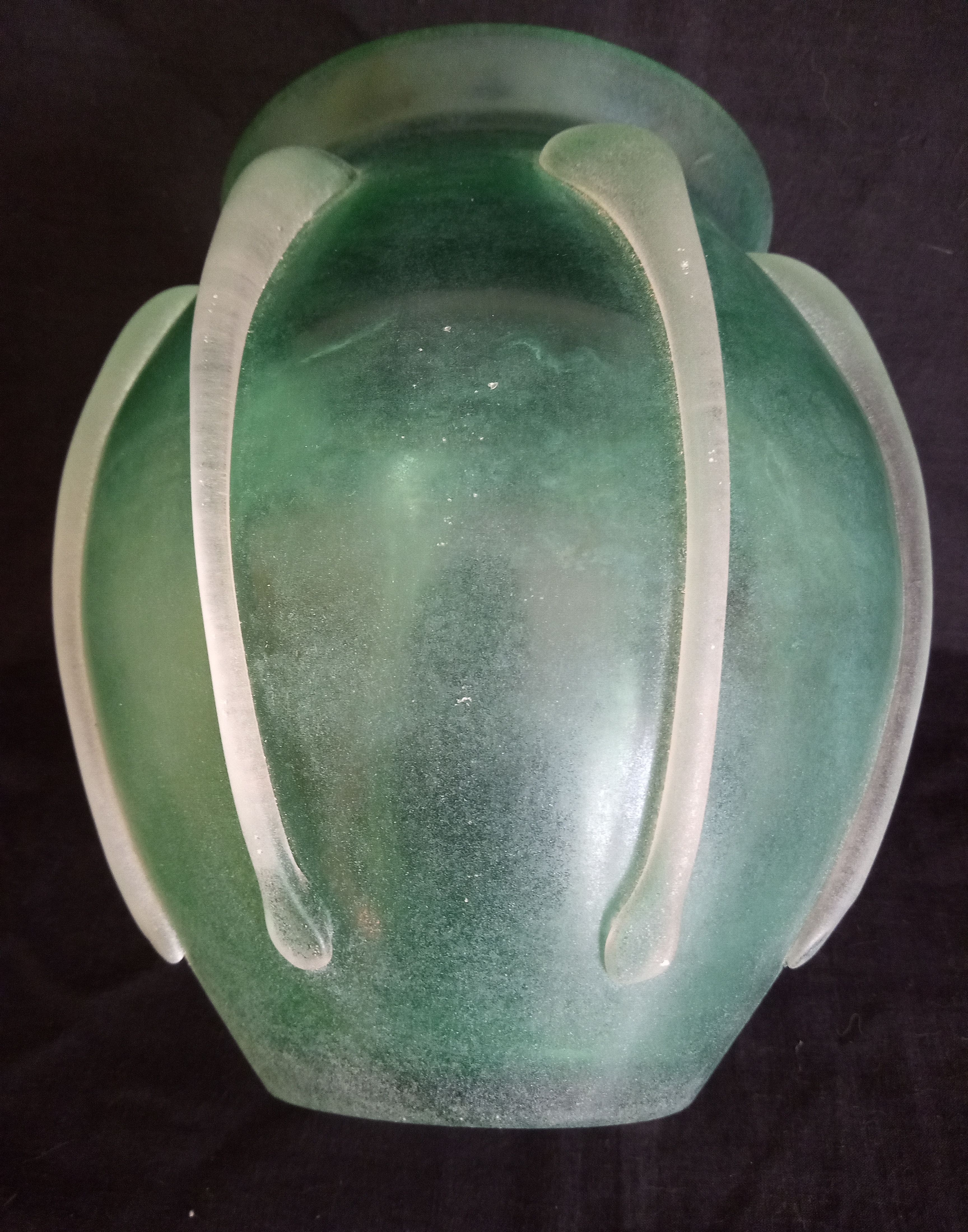 Vase in mint green glass paste, very decorative