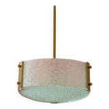 Vintage glass and brass pendant light, vintage chandelier, triangular ceiling lamp, pendant light