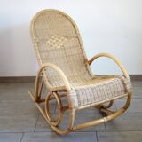 Vintage rattan bamboo rocking chair