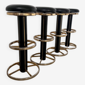 4 tabouret de bar design italien des années 70/80 Hollywood Regency