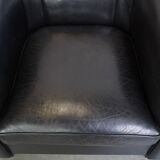 Set of 2 black sheepskin Art Deco design armchairs with high seating comfort