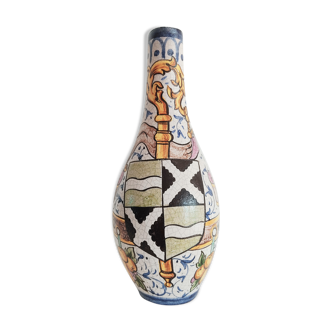 Vase céramique italienne décor blason et fruits