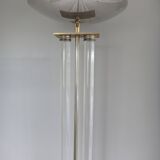 Lampadaire italien design 1980 plexiglass laiton