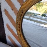 Art Deco golden oval mirror