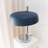 Noir Metal Table Lamp by Heinz Pfaender for Hillebrand - Chrome Base, Textured Shade, 1960s