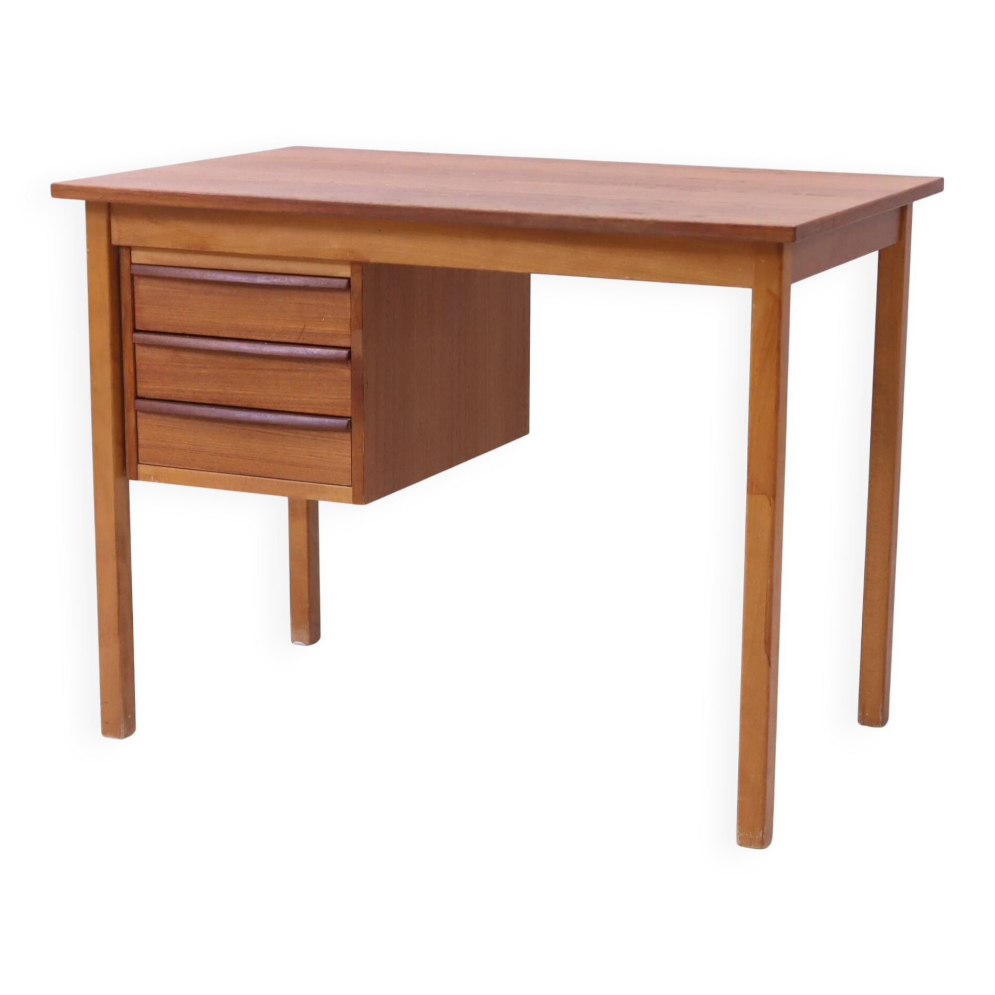 Vintage Scandinavian teak desk with 3 drawers – Denmark, 20th century