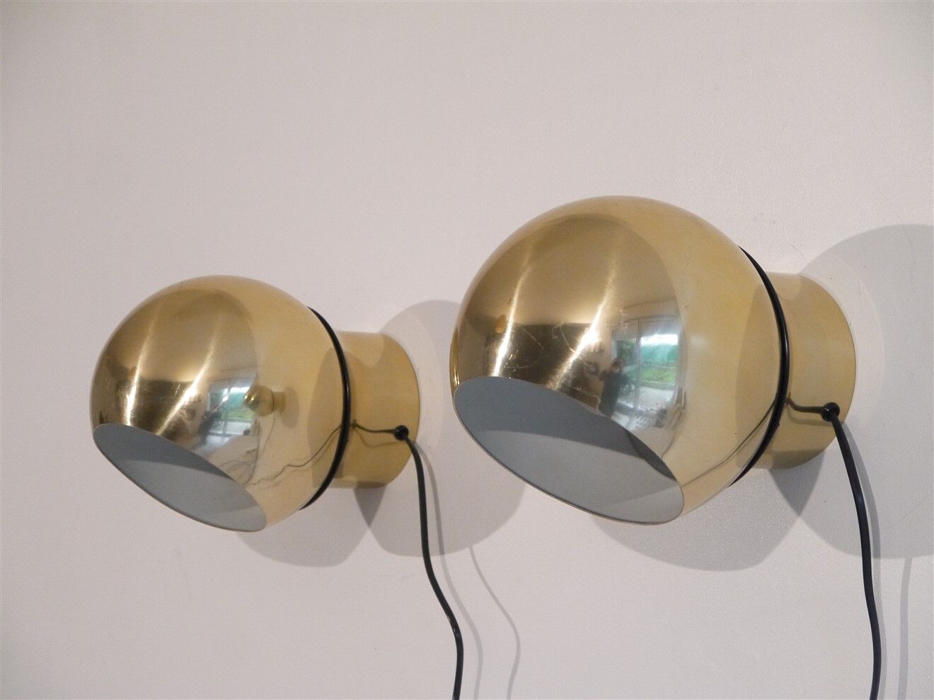 Pair of Scandinavian brass wall lamps 1970