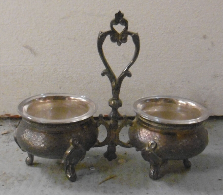 Silver metal table salters - boulenger paris hallmark
