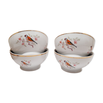 Set.4 porcelain bowls birds