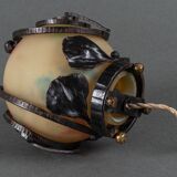 Art Deco night light lamp hammered ironwork 1930 Muller Frères