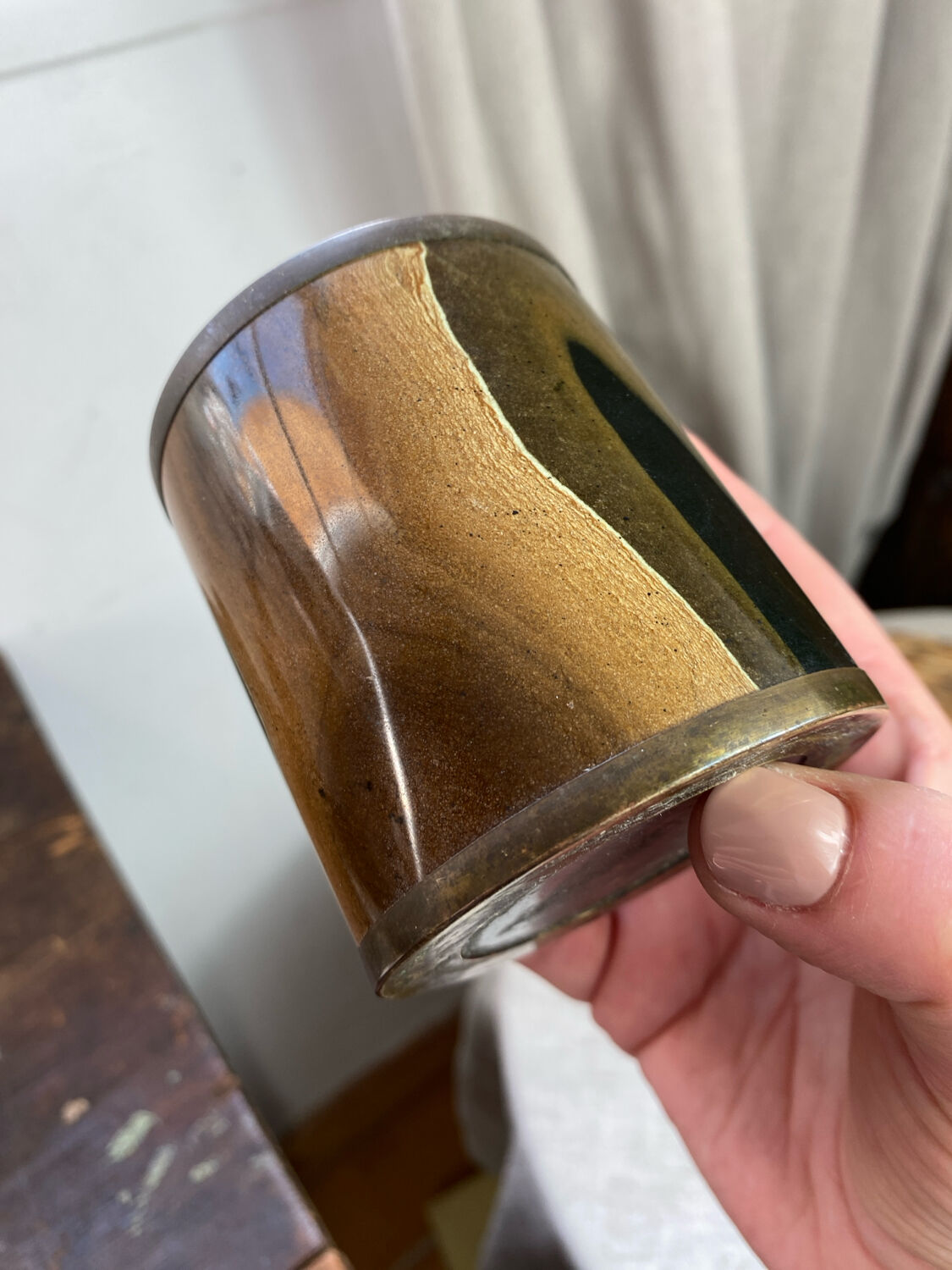 Damascus brass candlestick by Dal Furlo