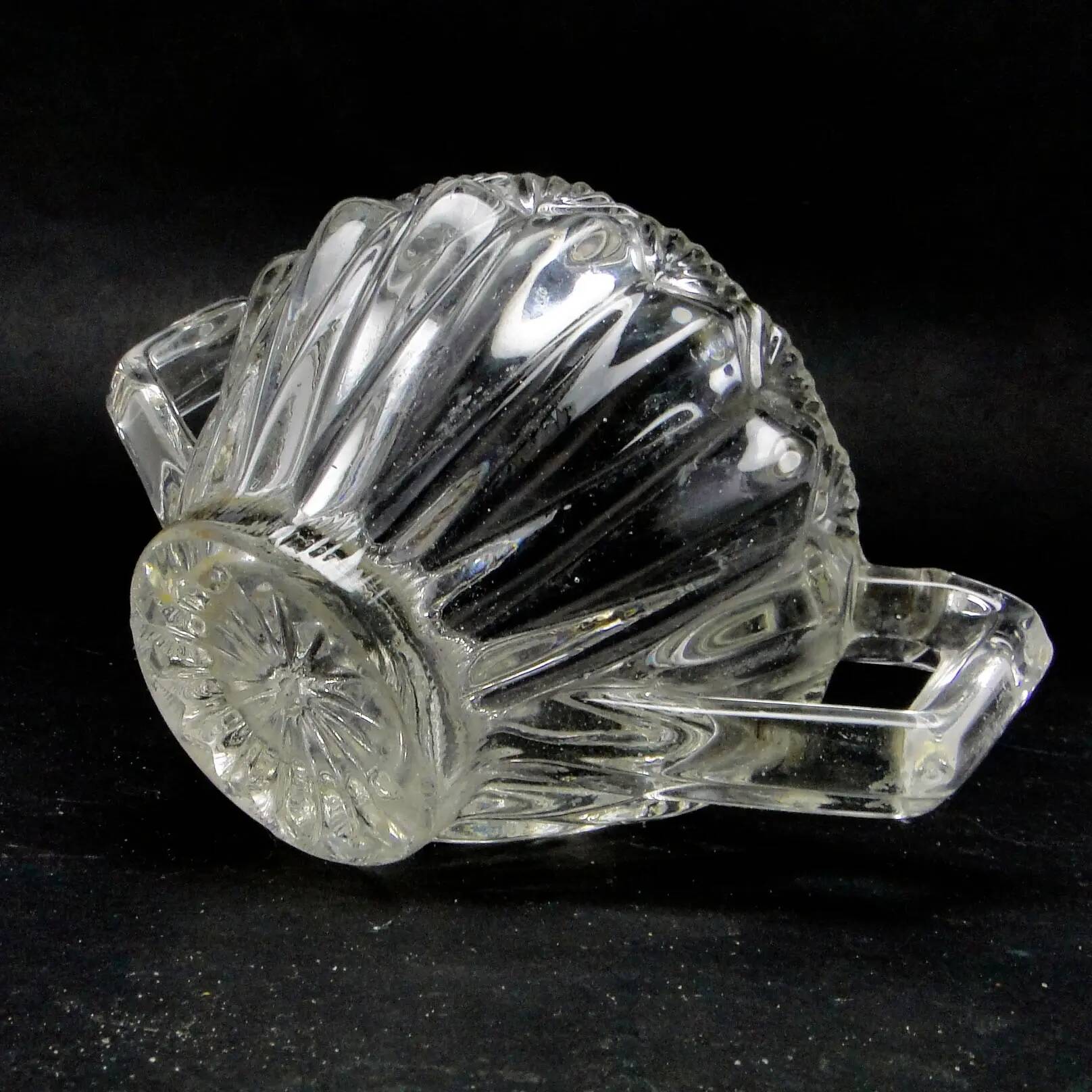 Bol à sucre au nouveau look postmoderne, en verre transparent pressé, Huta Hortensja, Pologne, années 1970.