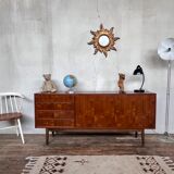 Teak row bobbin feet