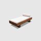 Lit de repos moderniste en pin et tissu bouclette par Ate van Apeldoorn pour Houtwerk Hattem