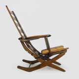 Beech armchair, deckchair by Triconfort, France 1960