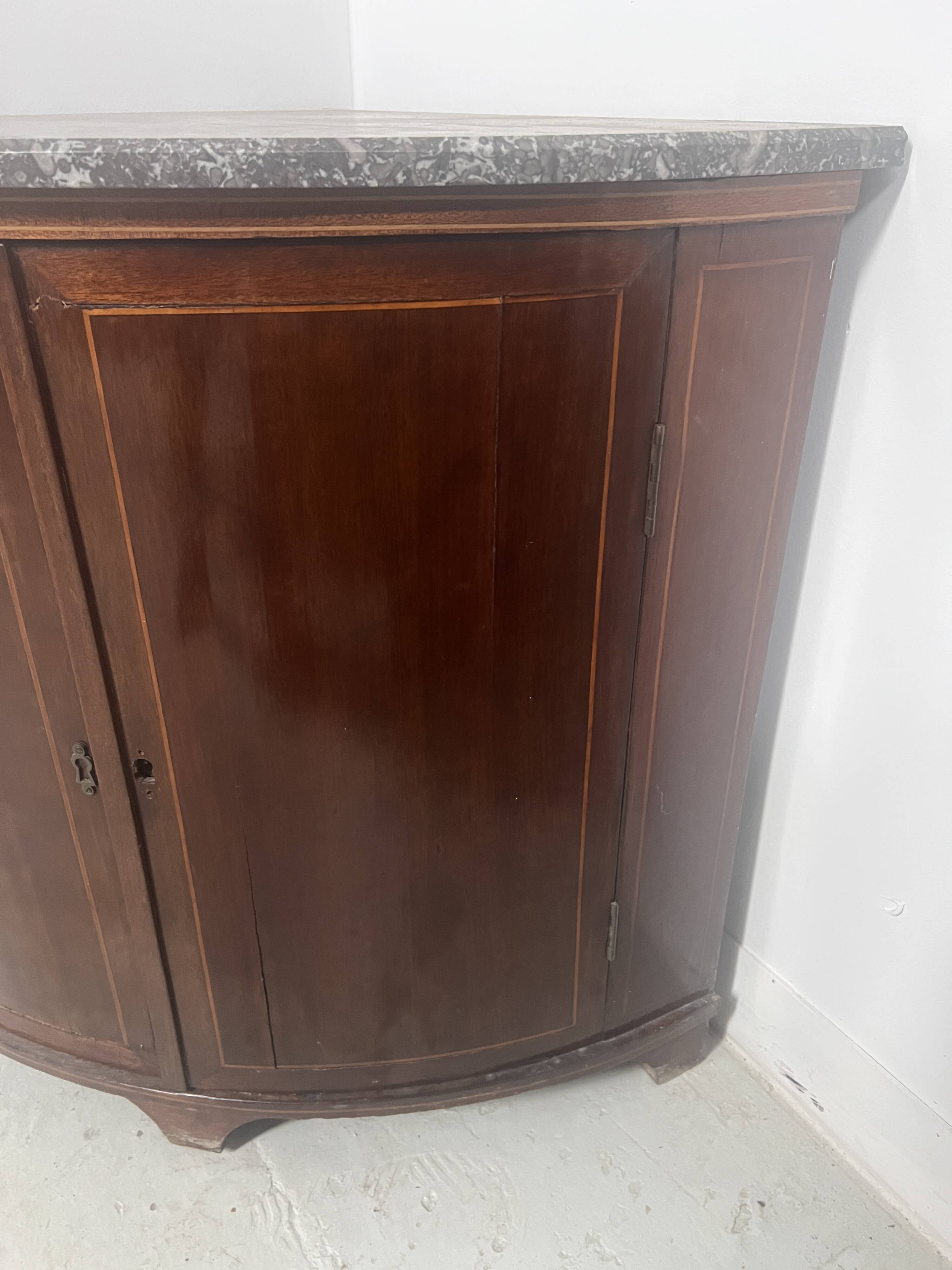 Half-moon corner cabinet in Louis XVI style, 19th century