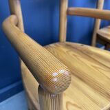 Vintage pine wood dining chairs - 1980s - set of 8