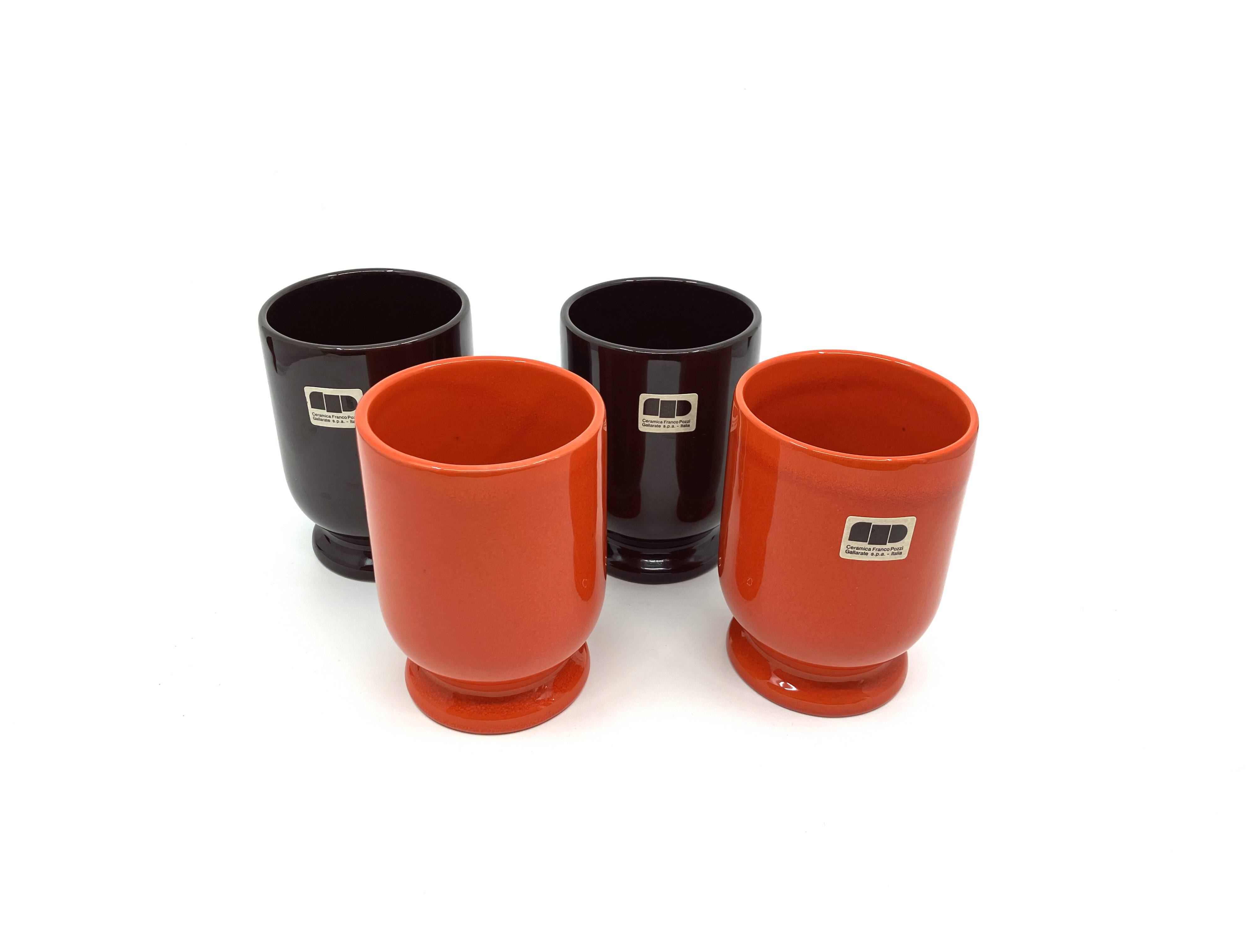 4 Franco Pozzi glasses/mazagrans • Bistrot series by Ambroglio Pozzi • 1970