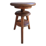 Vintage French adjustable beech stool, 1950s