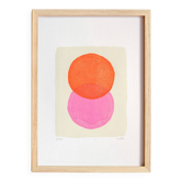 Peinture abstraite sur papier - rose te orange fluo - signée eawy