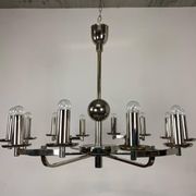 Large Bauhaus chandelier with two wall sconces.