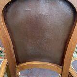6 Louis XVI style chairs in solid beech and Cordoba leather, 1900