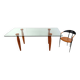Vintage italian glass and wooden dining table, 1990s