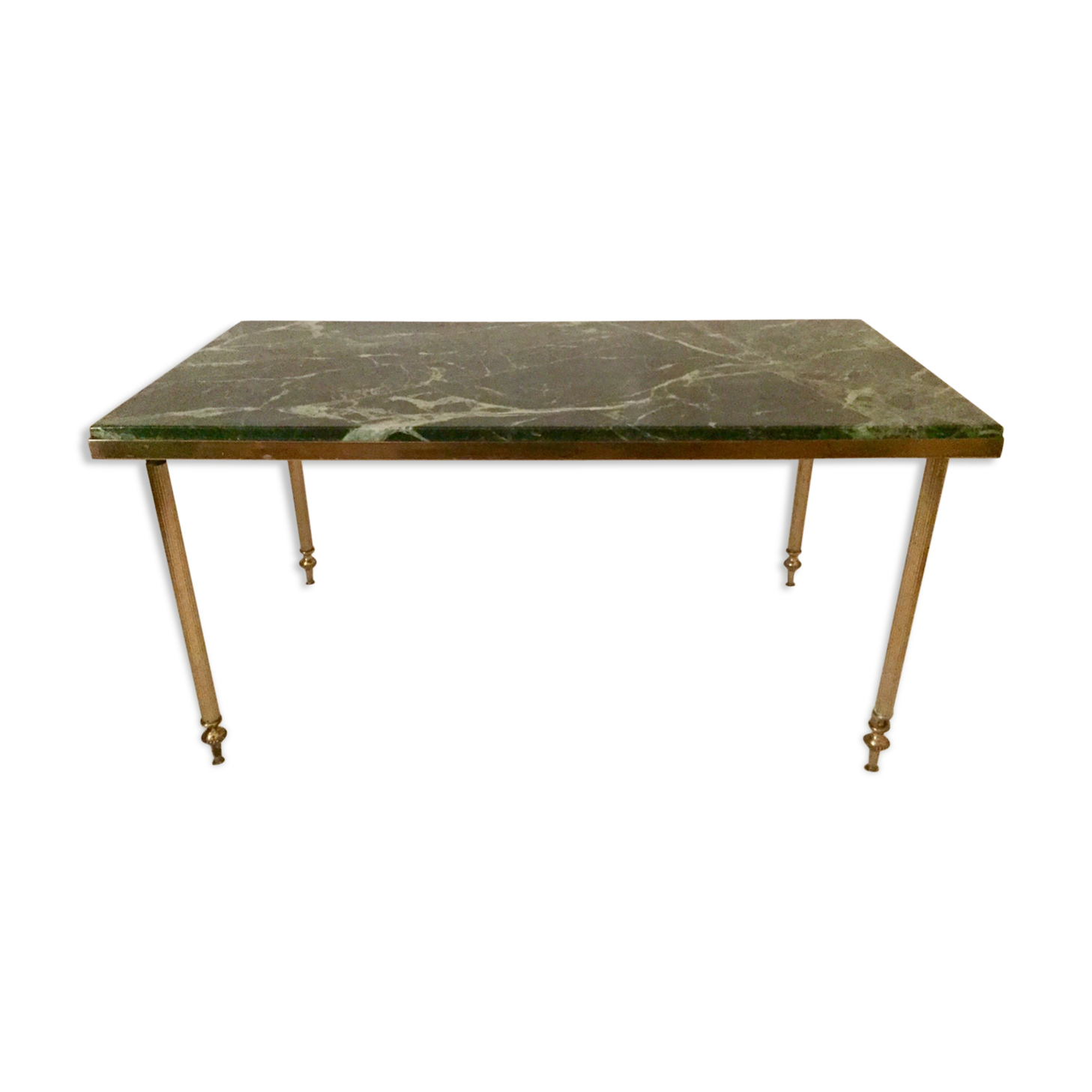 Green marble and gilded brass coffee table