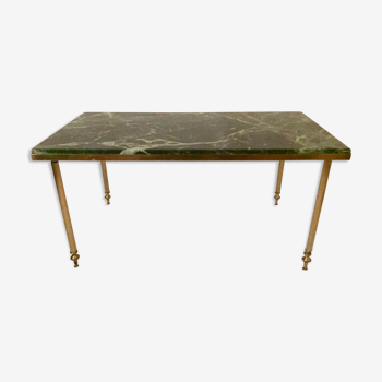 Table basse en marbre vert et laiton doré