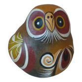 Vintage Hand Painted Mexican Art Pottery Owl Sculpture Signed Elias Regin Mexico