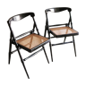 2 vintage cane folding chairs