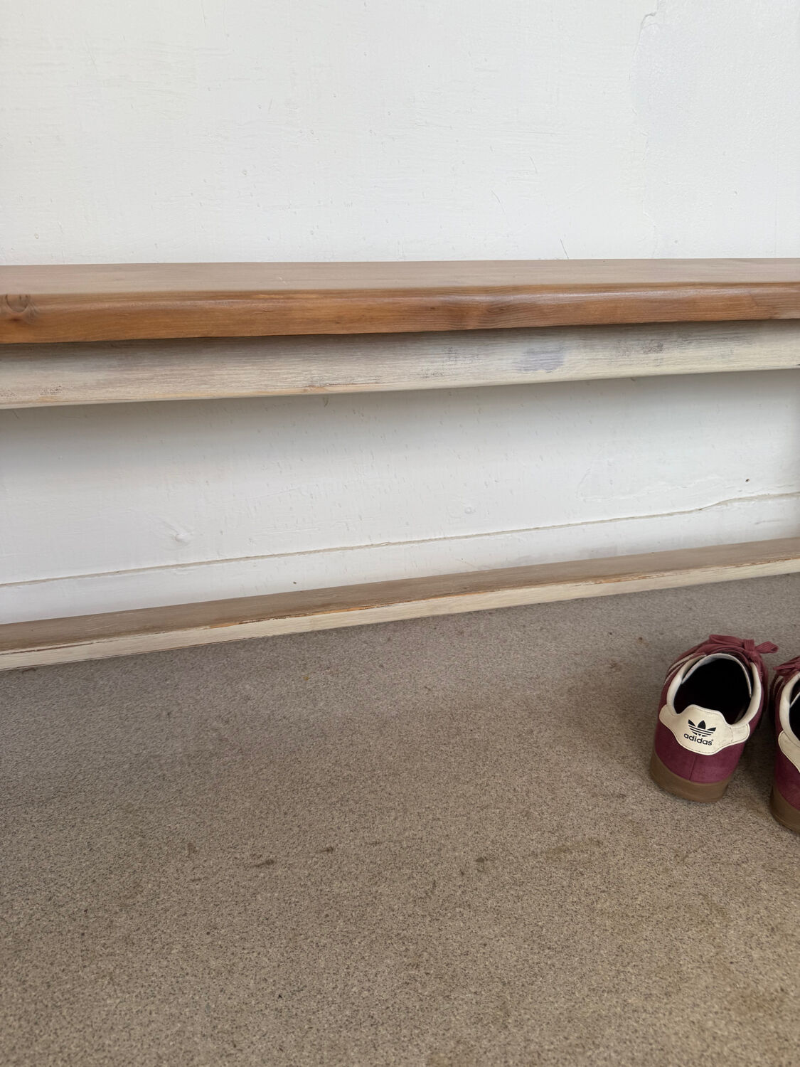 Vintage solid wood farmhouse bench