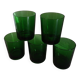 5 verres à eau anciens verts