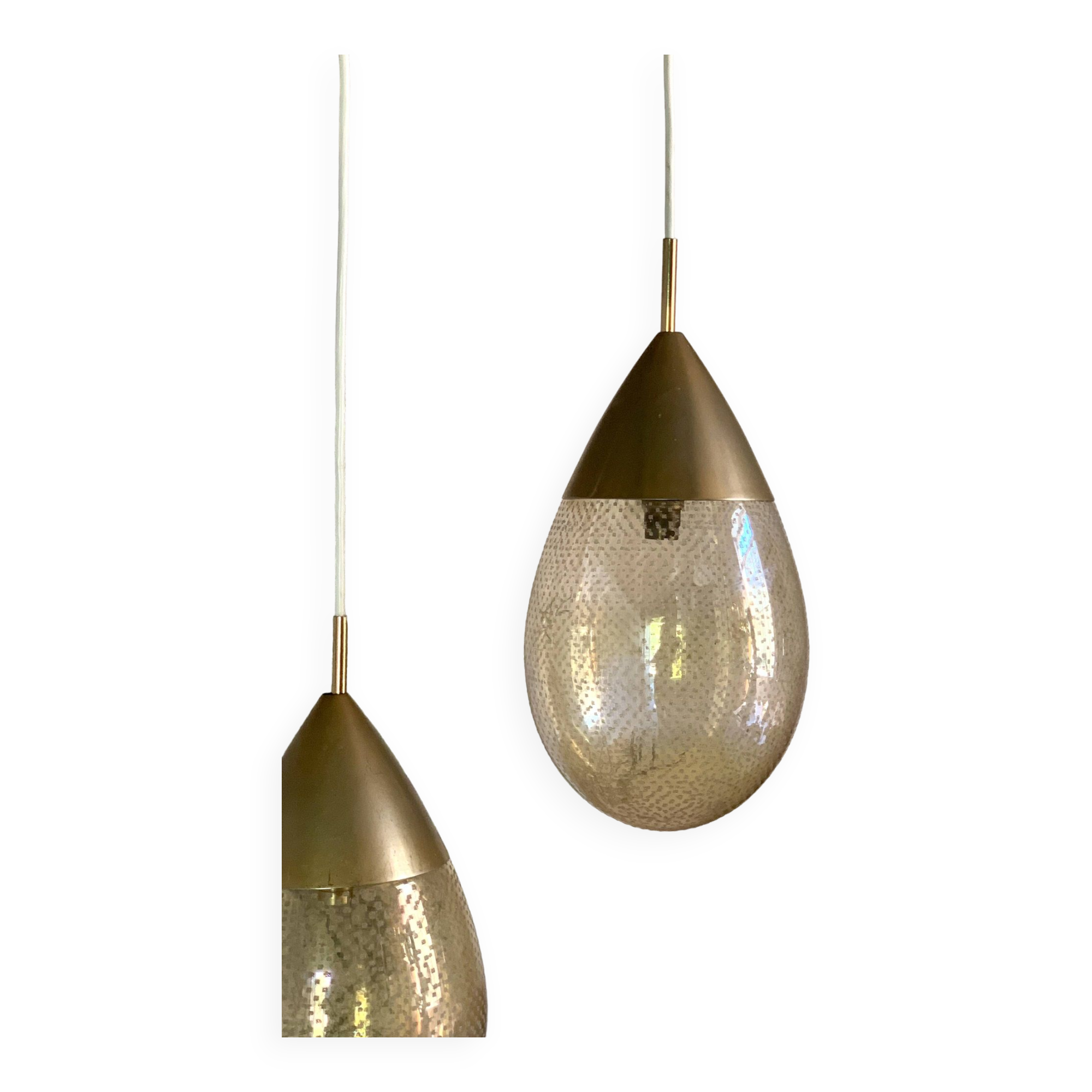 Vintage amber glass drop pendant light