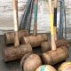 Old wooden croquet game