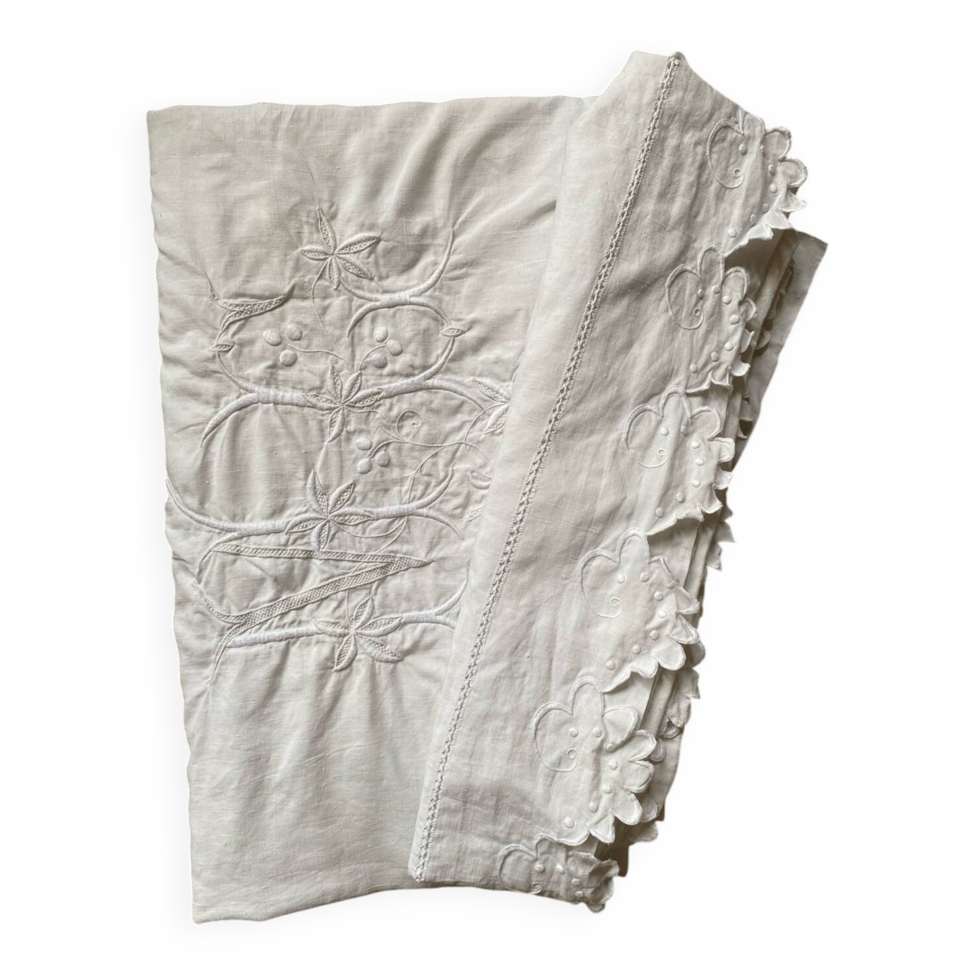 Monogrammed and embroidered castle sheet.