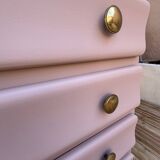 Pink wood and marble chest of drawers, 1950s