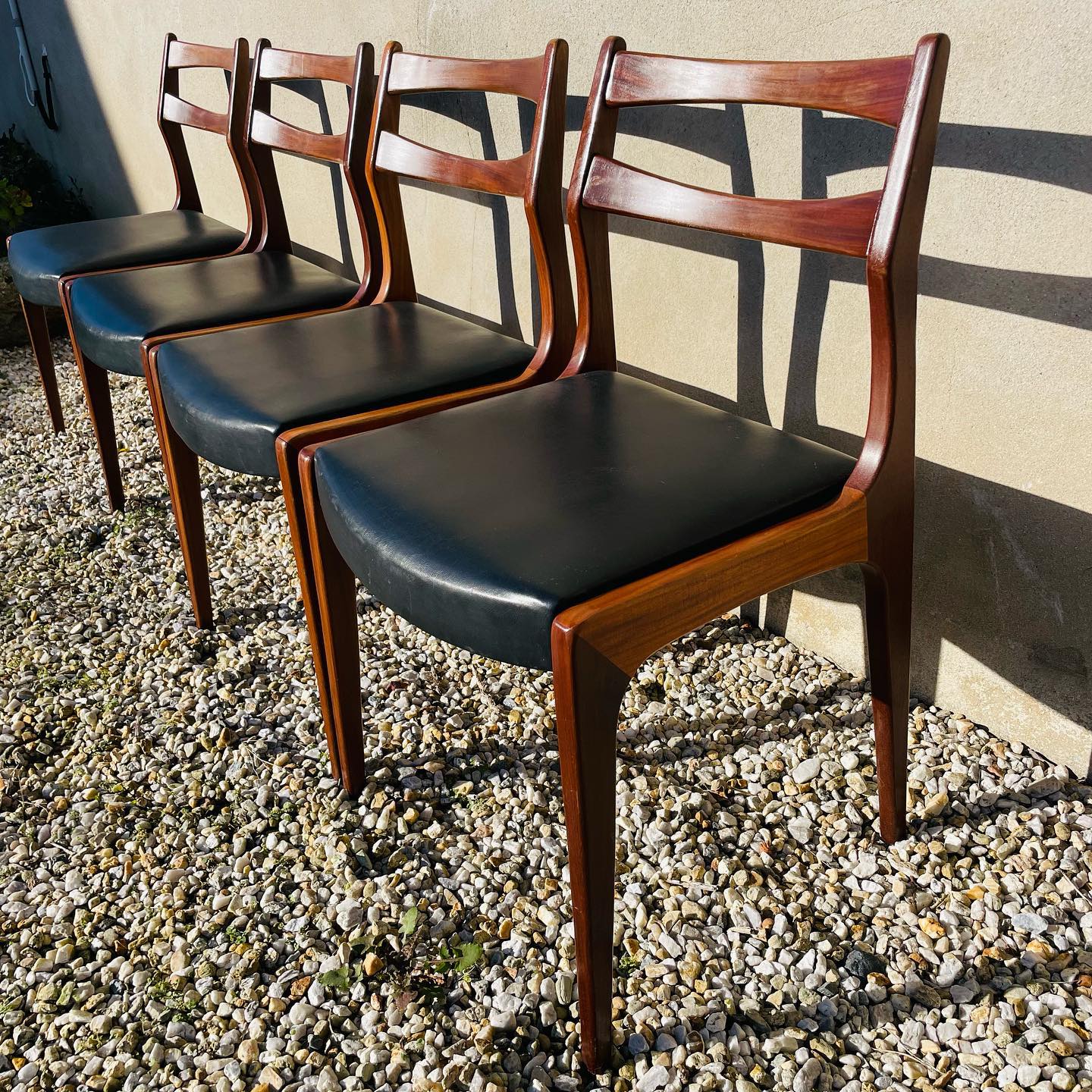 Series of 4 Danish solid teak chairs