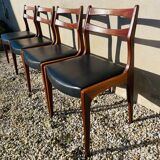 Series of 4 Danish solid teak chairs