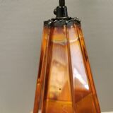 Older Danish cone-shaped hanging lamp in copper-colored lacquer with an inner contrasting shade.