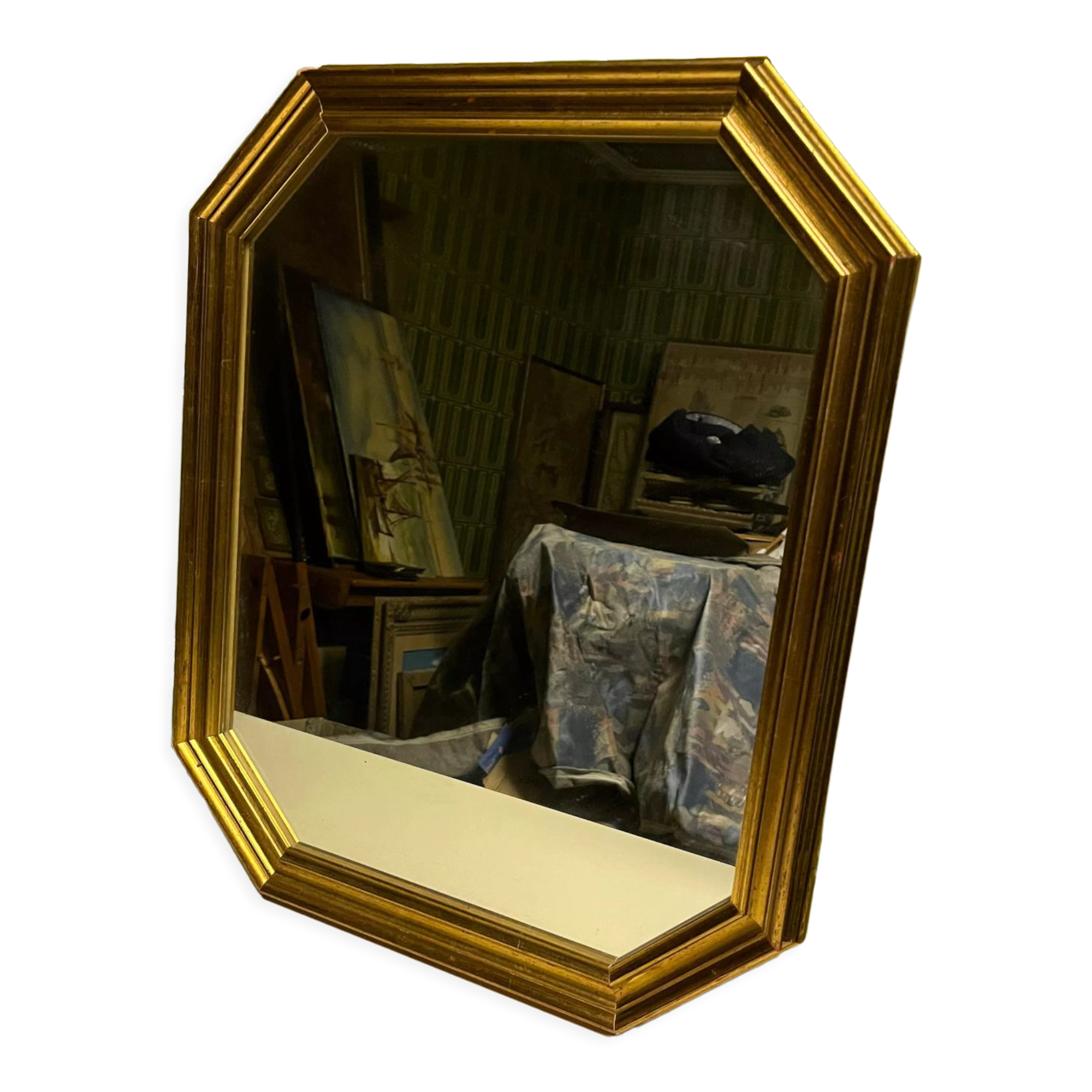 Miroir doré octogonal