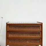 Vintage rattan chest of drawers