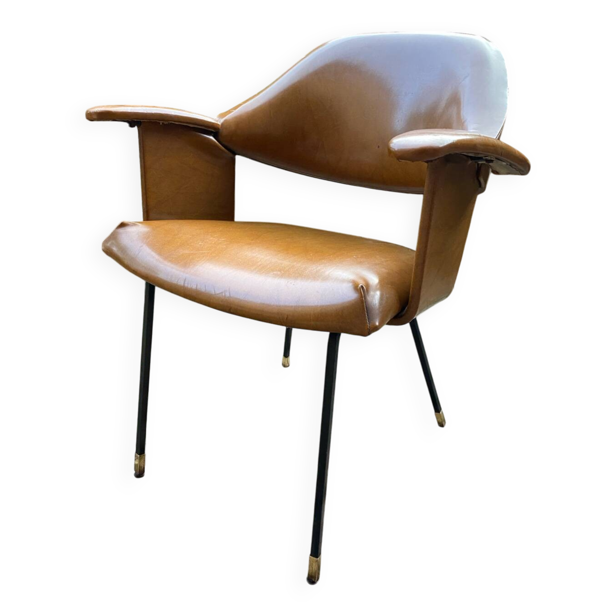 Italian Havana leatherette office chair circa 1950